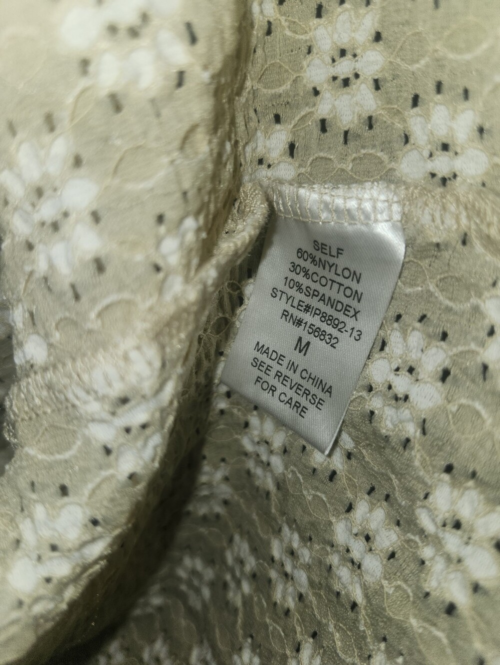 BiBi Light Beige Floral Eyelet Button-Down Shirt - Picture 6 of 9